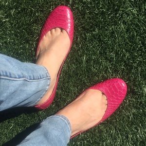 Pink Alligator Ballet Flats